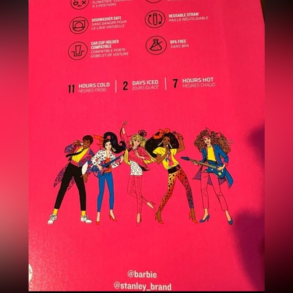 STANLEY x BARBIE 65th Anniversary 80’ ROCKERS Quencher 40oz & Barbie Rocker doll - Picture 8 of 16